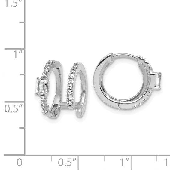 True Origin 14K White Gold 5/8 carat Lab Grown Diamond VS+ F+ Hinged Hoop Complete Earrings