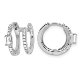 True Origin 14K White Gold 5/8 carat Lab Grown Diamond VS+ F+ Hinged Hoop Complete Earrings