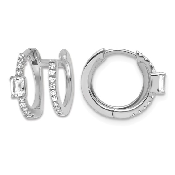True Origin 14K White Gold 5/8 carat Lab Grown Diamond VS+ F+ Hinged Hoop Complete Earrings
