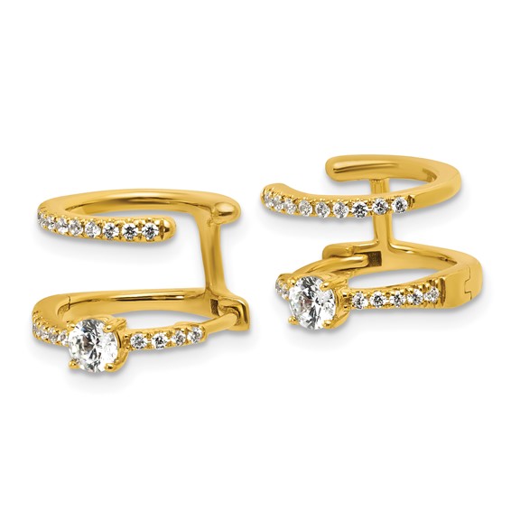 True Origin 14K Yellow Gold 5/8 carat Lab Grown Diamond VS+ F+ Hinged Hoop Complete Earrings