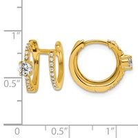 True Origin 14K Yellow Gold 0.62 Carat Lab Grown Diamond VS+ F+ Hinged Hoop Complete Earrings view 3