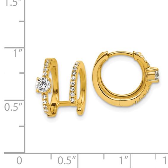True Origin 14K Yellow Gold 5/8 carat Lab Grown Diamond VS+ F+ Hinged Hoop Complete Earrings
