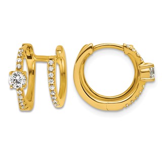 True Origin 14K Yellow Gold 5/8 carat Lab Grown Diamond VS+ F+ Hinged Hoop Complete Earrings