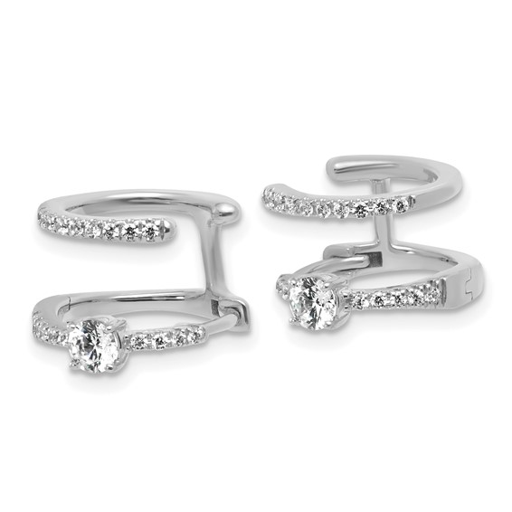 True Origin 14K White Gold 5/8 carat Lab Grown Diamond VS+ F+ Hinged Hoop Complete Earrings