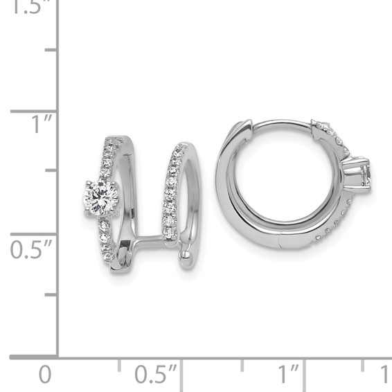 True Origin 14K White Gold 5/8 carat Lab Grown Diamond VS+ F+ Hinged Hoop Complete Earrings