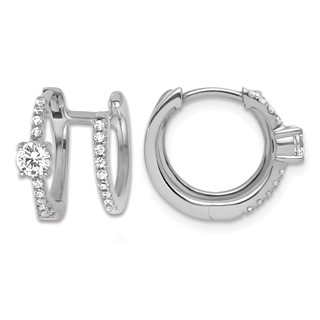 True Origin 14K White Gold 5/8 carat Lab Grown Diamond VS+ F+ Hinged Hoop Complete Earrings
