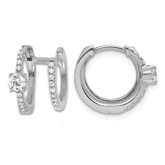 True Origin 14K White Gold 5/8 carat Lab Grown Diamond VS+ F+ Hinged Hoop Complete Earrings