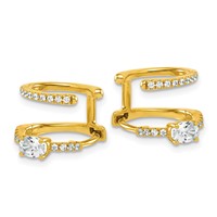 True Origin 14K Yellow Gold 0.62 Carat Lab Grown Diamond VS+ F+ Hinged Hoop Complete Earrings view 2