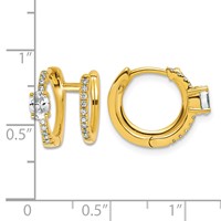True Origin 14K Yellow Gold 0.62 Carat Lab Grown Diamond VS+ F+ Hinged Hoop Complete Earrings view 3