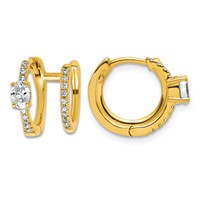 True Origin 14K Yellow Gold 0.62 Carat Lab Grown Diamond VS+ F+ Hinged Hoop Complete Earrings view 1