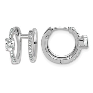 True Origin 14K White Gold 5/8 carat Lab Grown Diamond VS+ F+ Hinged Hoop Complete Earrings