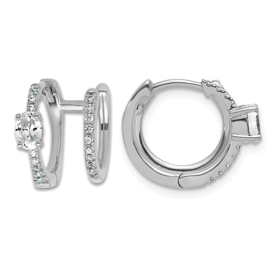 True Origin 14K White Gold 5/8 carat Lab Grown Diamond VS+ F+ Hinged Hoop Complete Earrings