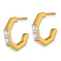 True Origin 14K Yellow Gold 0.50 Carat Lab Grown Diamond VS+ F+ C-Hoop Post Complete Earrings view 2