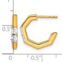 True Origin 14K Yellow Gold 0.50 Carat Lab Grown Diamond VS+ F+ C-Hoop Post Complete Earrings view 3