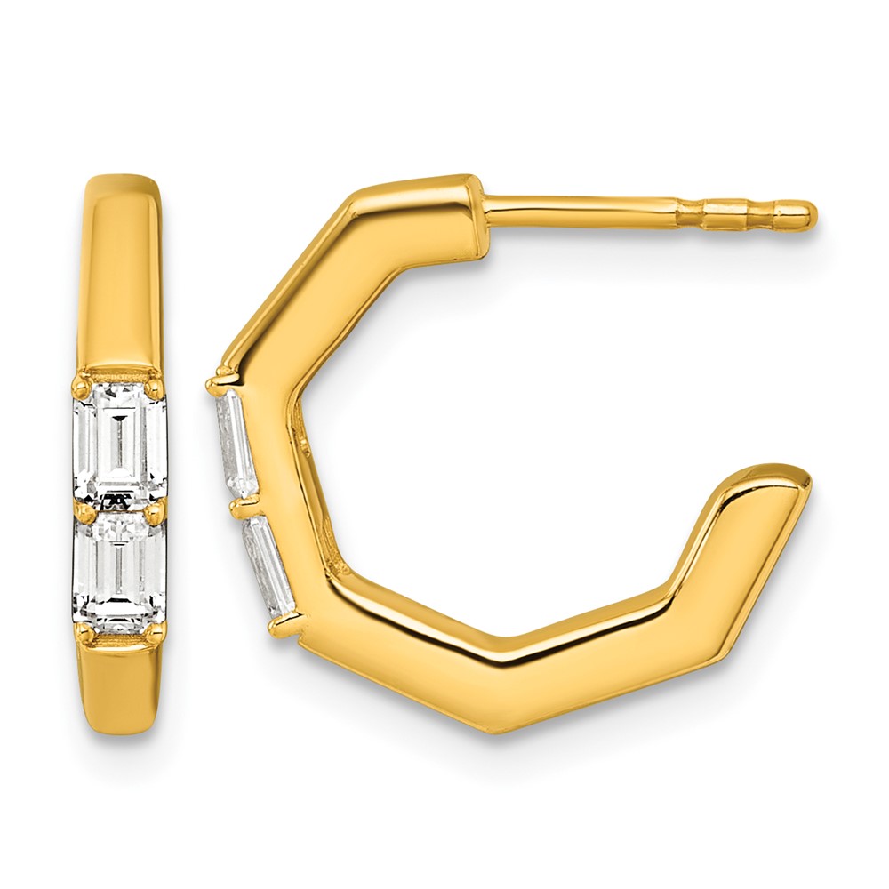 True Origin 14K Yellow Gold 0.50 Carat Lab Grown Diamond VS+ F+ C-Hoop Post Complete Earrings