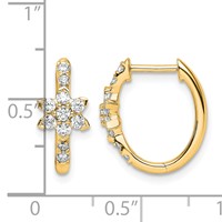 True Origin 14K Yellow Gold 0.38 Carat Lab Grown Diamond VS+ F+ Flower Hinged Hoop Complete Earrings view 3