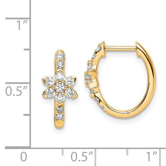 True Origin 14K Yellow Gold 3/8 carat Lab Grown Diamond VS+ F+ Flower Hinged Hoop Complete Earrings