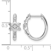 True Origin 14K White Gold 0.38 Carat Lab Grown Diamond VS+ F+ Flower Hinged Hoop Complete Earrings view 3
