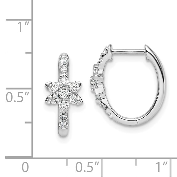 True Origin 14K White Gold 3/8 carat Lab Grown Diamond VS+ F+ Flower Hinged Hoop Complete Earrings