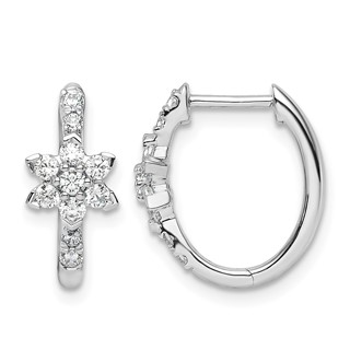 True Origin 14K White Gold 3/8 carat Lab Grown Diamond VS+ F+ Flower Hinged Hoop Complete Earrings