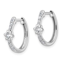 True Origin 14K White Gold 0.50 Carat Lab Grown Diamond VS+ F+ Hinged Hoop Complete Earrings view 2