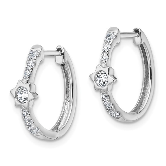 True Origin 14K White Gold 1/2 carat Lab Grown Diamond VS+ F+ Hinged Hoop Complete Earrings
