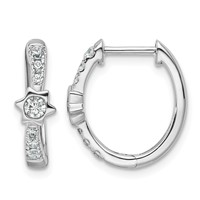 True Origin 14K White Gold 0.50 Carat Lab Grown Diamond VS+ F+ Hinged Hoop Complete Earrings view 1