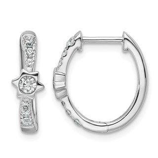True Origin 14K White Gold 1/2 carat Lab Grown Diamond VS+ F+ Hinged Hoop Complete Earrings