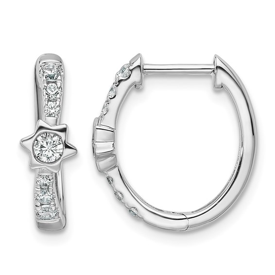 True Origin 14K White Gold 1/2 carat Lab Grown Diamond VS+ F+ Hinged Hoop Complete Earrings