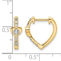 True Origin 14K Yellow Gold 0.33 Carat Lab Grown Diamond VS+ F+ Heart Hinged Hoop Complete Earrings view 3