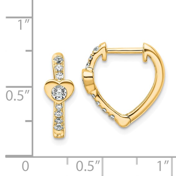 True Origin 14K Yellow Gold 1/3 carat Lab Grown Diamond VS+ F+ Heart Hinged Hoop Complete Earrings