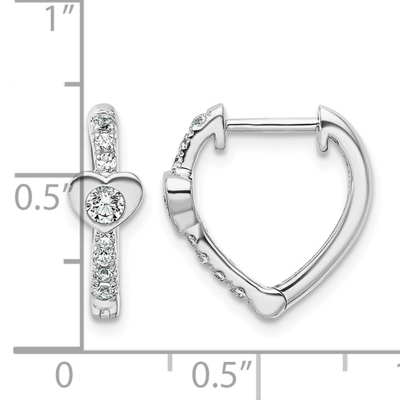 True Origin 14K White Gold 1/3 carat Lab Grown Diamond VS+ F+ Heart Hinged Hoop Complete Earrings