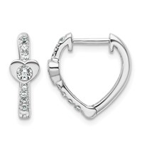 True Origin 14K White Gold 0.33 Carat Lab Grown Diamond VS+ F+ Heart Hinged Hoop Complete Earrings view 1