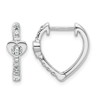 True Origin 14K White Gold 1/3 carat Lab Grown Diamond VS+ F+ Heart Hinged Hoop Complete Earrings