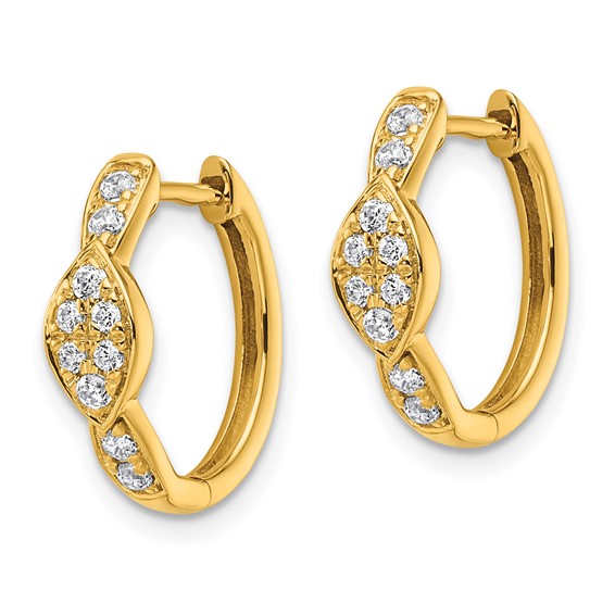 True Origin 14K Yellow Gold 1/3 carat Lab Grown Diamond VS+ F+ Hinged Hoop Complete Earrings