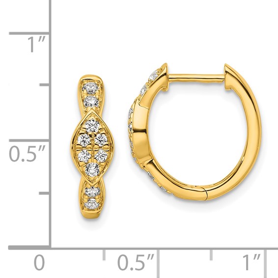 True Origin 14K Yellow Gold 1/3 carat Lab Grown Diamond VS+ F+ Hinged Hoop Complete Earrings