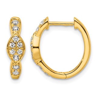 True Origin 14K Yellow Gold 1/3 carat Lab Grown Diamond VS+ F+ Hinged Hoop Complete Earrings