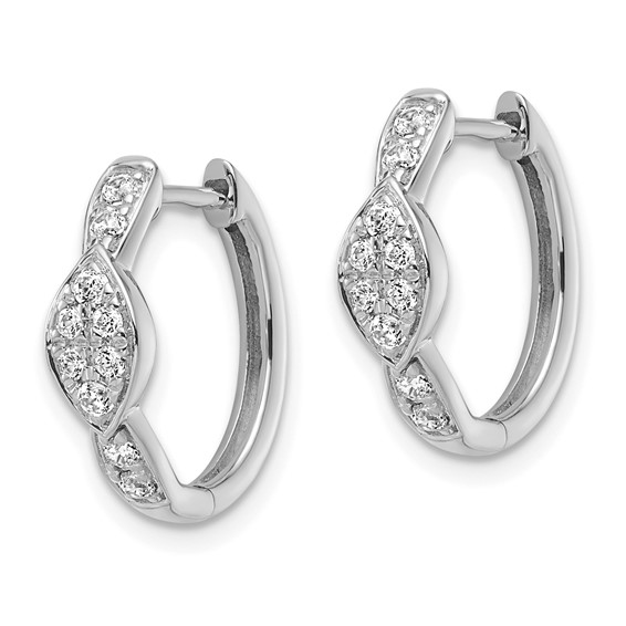 True Origin 14K White Gold 1/3 carat Lab Grown Diamond VS+ F+ Hinged Hoop Complete Earrings