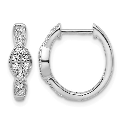 True Origin 14K White Gold 0.33 Carat Lab Grown Diamond VS+ F+ Hinged Hoop Complete Earrings