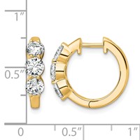 True Origin 14K Yellow Gold 1.88 Carat Lab Grown Diamond VS+ F+ Three Stone Hinged Hoop Complete Earrings view 3