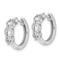 True Origin 14K White Gold 1.88 Carat Lab Grown Diamond VS+ F+ Three Stone Hinged Hoop Complete Earrings view 2