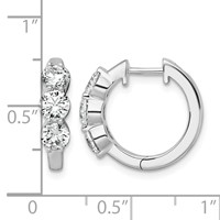 True Origin 14K White Gold 1.88 Carat Lab Grown Diamond VS+ F+ Three Stone Hinged Hoop Complete Earrings view 3