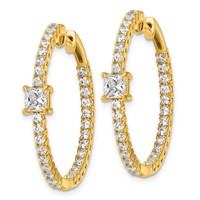 True Origin 14K Yellow Gold 3.12 Carat Lab Grown Diamond VS+ F+ Complet in and Out Hoop Earrings view 2