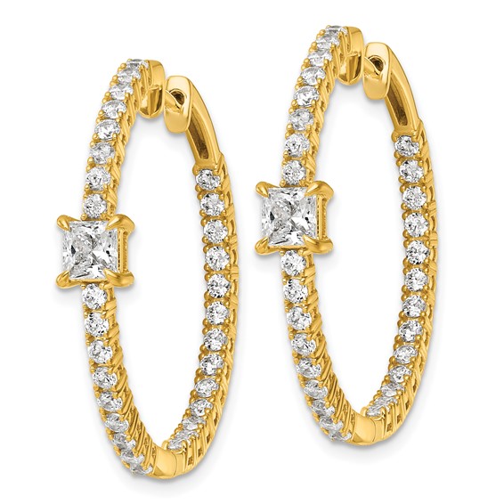 True Origin 14K Yellow Gold 3 1/8 carat Lab Grown Diamond VS+ F+ Complet In and Out Hoop Earrings
