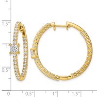 True Origin 14K Yellow Gold 3.12 Carat Lab Grown Diamond VS+ F+ Complet in and Out Hoop Earrings view 3