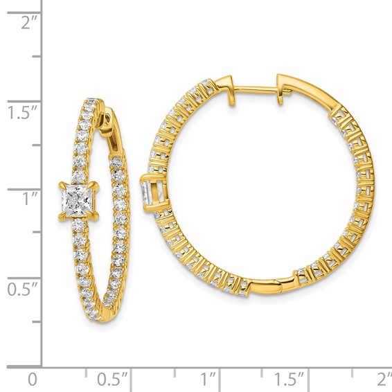 True Origin 14K Yellow Gold 3 1/8 carat Lab Grown Diamond VS+ F+ Complet In and Out Hoop Earrings