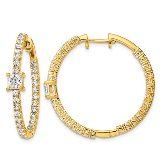 True Origin 14K Yellow Gold 3 1/8 carat Lab Grown Diamond VS+ F+ Complet In and Out Hoop Earrings