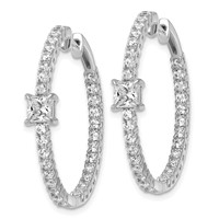 True Origin 14K White Gold 3.12 Carat Lab Grown Diamond VS+ F+ Complet in and Out Hoop Earrings view 2