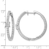 True Origin 14K White Gold 3.12 Carat Lab Grown Diamond VS+ F+ Complet in and Out Hoop Earrings view 3