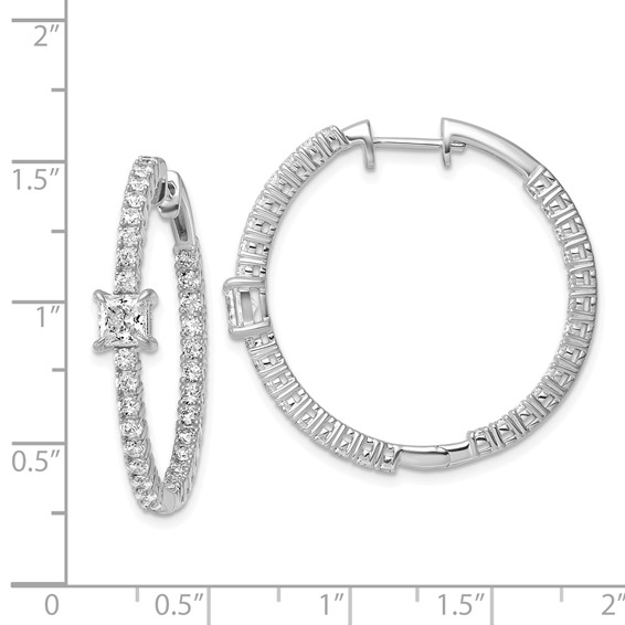 True Origin 14K White Gold 3 1/8 carat Lab Grown Diamond VS+ F+ Complet In and Out Hoop Earrings
